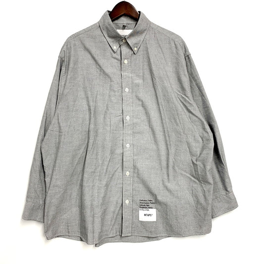 【中古品】【メンズ】 WTAPS ダブルタップス 231GWDT-SHM01 23SS BD LS ボタンダウン ロングスリーブ CTPL.OXFORD.COOLMAX オックスフォード クールマックス トップス 長袖 142-250925-cs-09-izu サイズ：02 カラー：グレー 万代Net店
