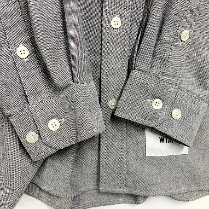 【中古品】【メンズ】 WTAPS ダブルタップス 231GWDT-SHM01 23SS BD LS ボタンダウン ロングスリーブ CTPL.OXFORD.COOLMAX オックスフォード クールマックス トップス 長袖 142-250925-cs-09-izu サイズ：02 カラー：グレー 万代Net店