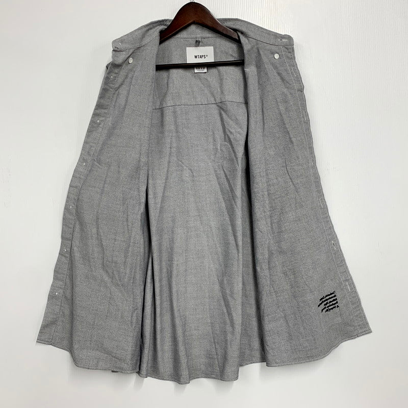 【中古品】【メンズ】 WTAPS ダブルタップス 231GWDT-SHM01 23SS BD LS ボタンダウン ロングスリーブ CTPL.OXFORD.COOLMAX オックスフォード クールマックス トップス 長袖 142-250925-cs-09-izu サイズ：02 カラー：グレー 万代Net店