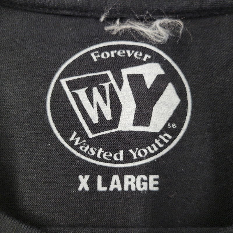 【中古品】【メンズ】 WASTED YOUTH ウェイステッドユース × MEANING ミーニング T-SHIRT Tシャツ 半袖 トップス 142-260106-as-07-izu サイズ：XL カラー：ブラック 万代Net店