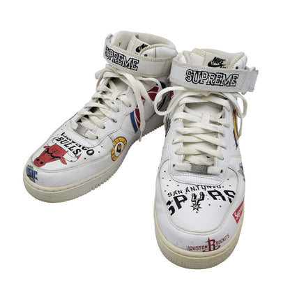【中古品】【メンズ】 NIKE ナイキ × SUPREME シュプリーム × NBA エヌビーエー AQ8017-100 AIR FORCE エアフォース 1 MID ミッド ’07 スニーカー シューズ 靴 160-250927-ya-18-izu サイズ：27.5cm カラー：WHITE 万代Net店