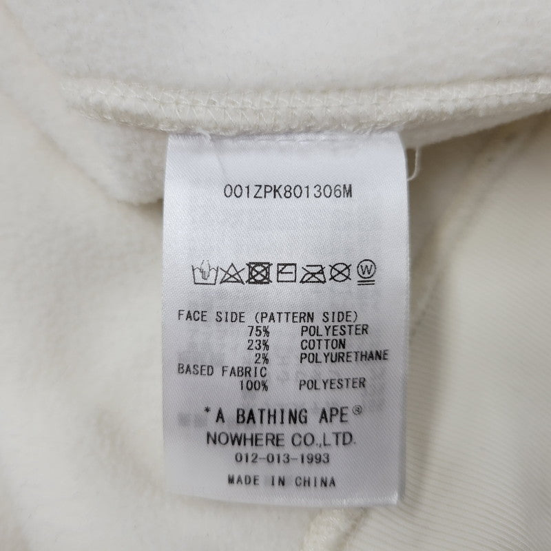 【中古品】【メンズ】 A BATHING APE アベイシングエイプ LINE CAMO QUILTED SHARK RELAXED FIT FULL ZIP HOODIE 0ZXSWM115306N ライン カモ キルテッド シャーク フルジップ フーディー パーカー 142-250928-as-07-izu サイズ：M カラー：アイボリー 万代Net店