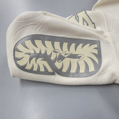 【中古品】【メンズ】 A BATHING APE アベイシングエイプ LINE CAMO QUILTED SHARK RELAXED FIT FULL ZIP HOODIE 0ZXSWM115306N ライン カモ キルテッド シャーク フルジップ フーディー パーカー 142-250928-as-07-izu サイズ：M カラー：アイボリー 万代Net店