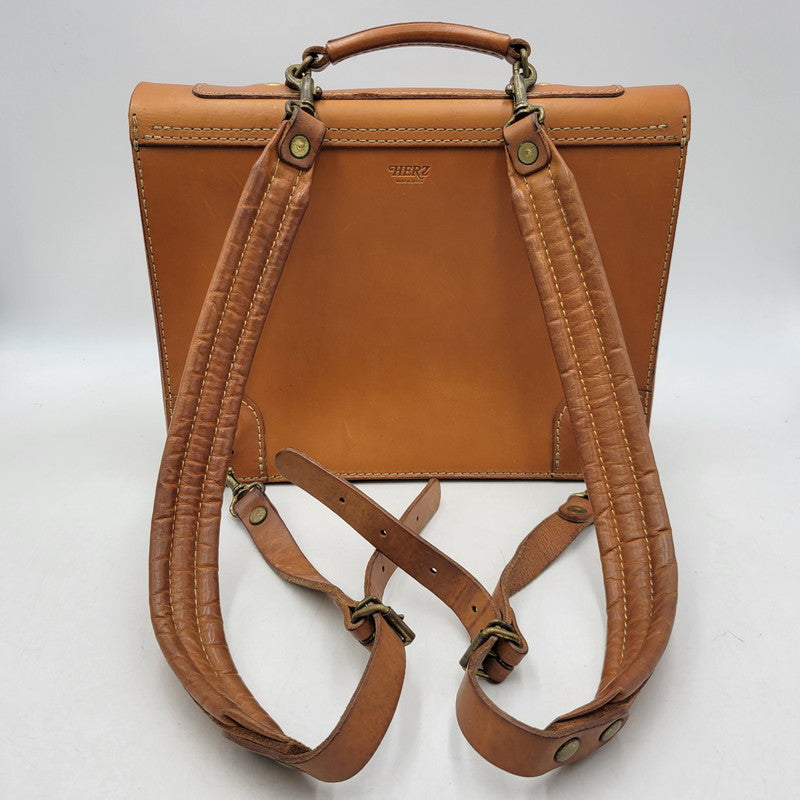 【中古品】【メンズ/レディース】 HERTZ ヘルツ HEAVY LEATHER BACKPACK ヘビー レザー バックパック 鞄 カバン 188-250929-cs-08-izu カラー：ブラウン 万代Net店