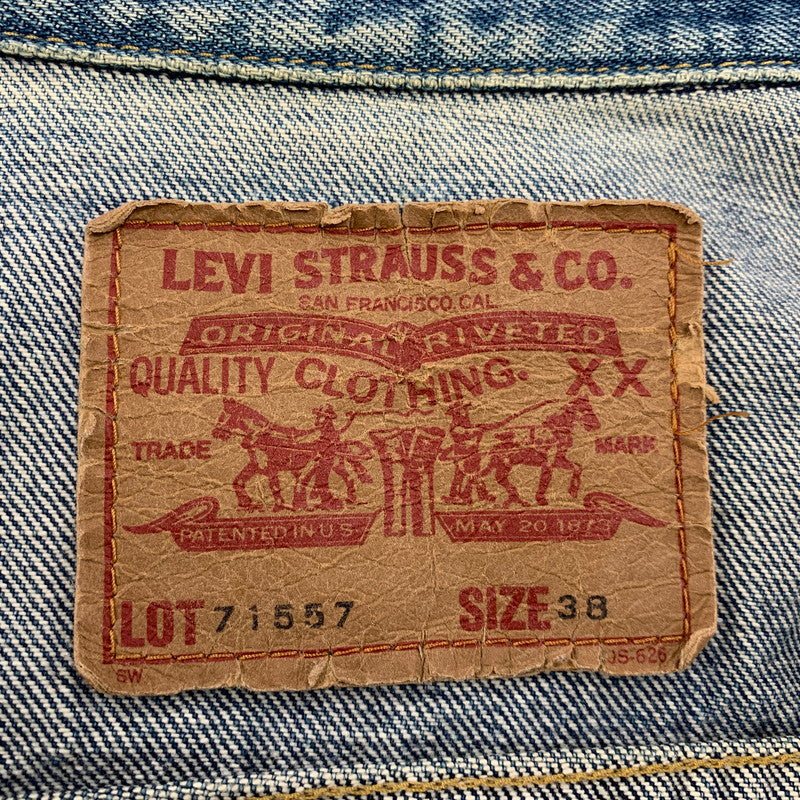 【中古品】【メンズ/レディース】 Levi's リーバイス 71557-0214 92年製 日本製 BIG-E 刻印J30 3RD TYPE 90S 71557 DENIM JACKET デニム ジャケット アウター 長袖 146-251001-rk-07-izu サイズ：38 カラー：インディゴ 万代Net店