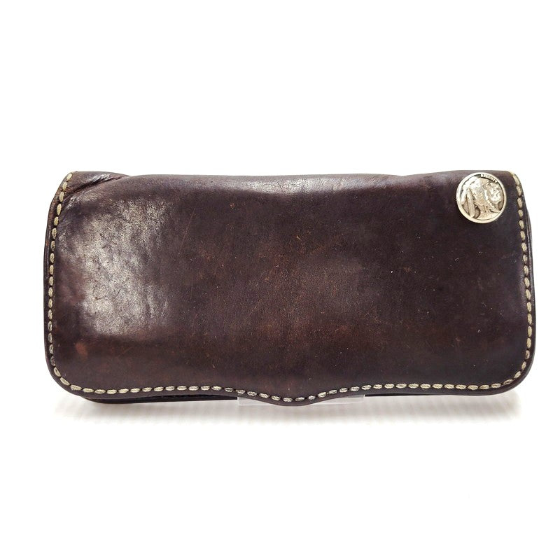 【現状渡し品】【メンズ】 SAAD サード コンチョ付き LEATHER LONG WALLET レザー ロング ウォレット 財布 200-260102-cs-13-izu カラー：ブラウン系 万代Net店