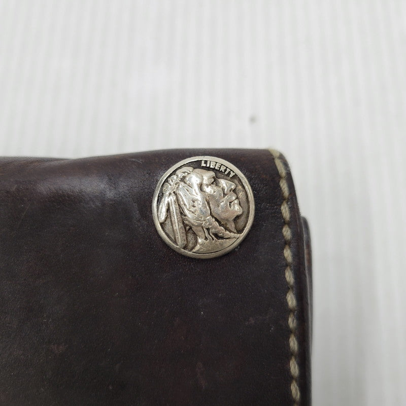 【現状渡し品】【メンズ】 SAAD サード コンチョ付き LEATHER LONG WALLET レザー ロング ウォレット 財布 200-260102-cs-13-izu カラー：ブラウン系 万代Net店