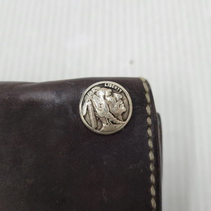 【現状渡し品】【メンズ】 SAAD サード コンチョ付き LEATHER LONG WALLET レザー ロング ウォレット 財布 200-260102-cs-13-izu カラー：ブラウン系 万代Net店