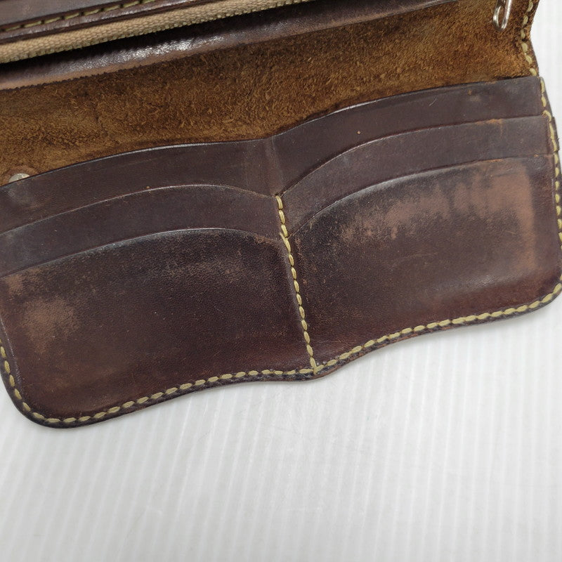 【現状渡し品】【メンズ】 SAAD サード コンチョ付き LEATHER LONG WALLET レザー ロング ウォレット 財布 200-260102-cs-13-izu カラー：ブラウン系 万代Net店