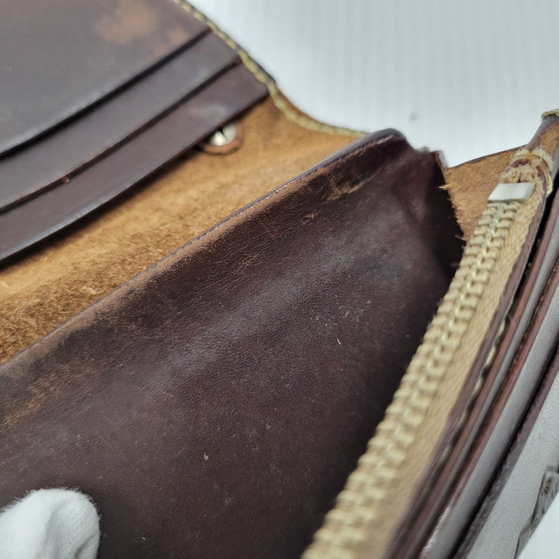 【現状渡し品】【メンズ】 SAAD サード コンチョ付き LEATHER LONG WALLET レザー ロング ウォレット 財布 200-260102-cs-13-izu カラー：ブラウン系 万代Net店