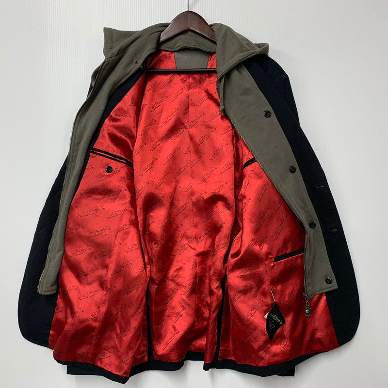 【現状渡し品】【メンズ】 ED HARDY エドハーディ DOCKING HOODIE TAILORED JACKET ドッキング フーディー テーラードジャケット アウター 146-251002-as-07-izu サイズ：S カラー：ブラック系 万代Net店