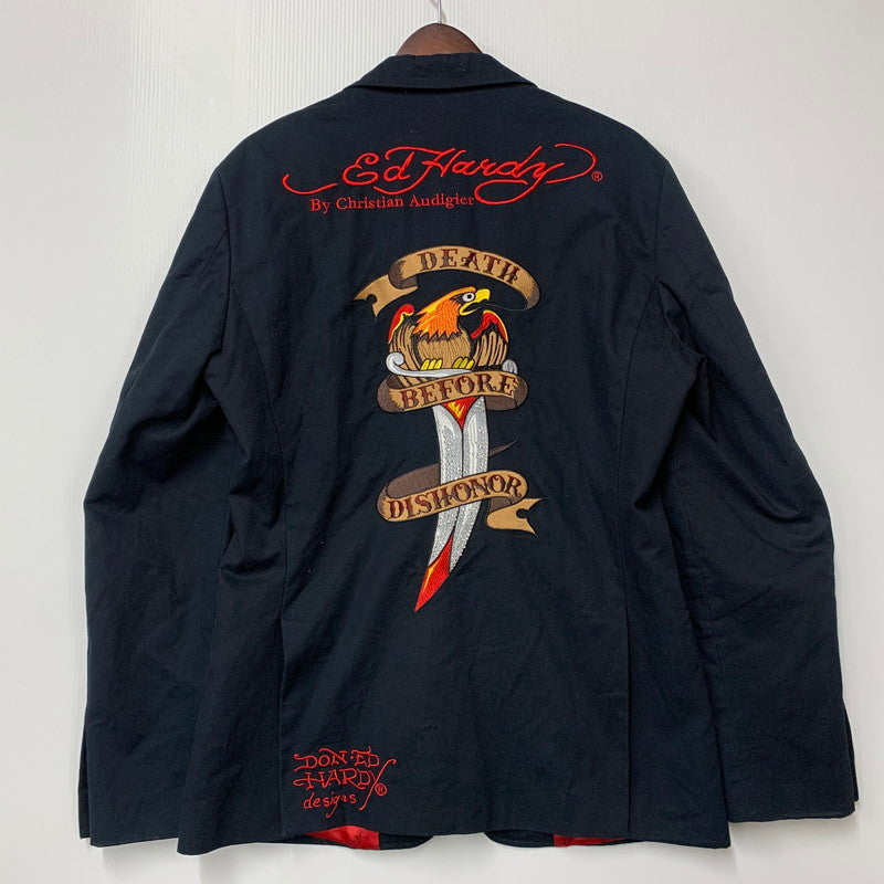【現状渡し品】【メンズ】 ED HARDY エドハーディ DOCKING HOODIE TAILORED JACKET ドッキング フーディー テーラードジャケット アウター 146-251002-as-07-izu サイズ：S カラー：ブラック系 万代Net店
