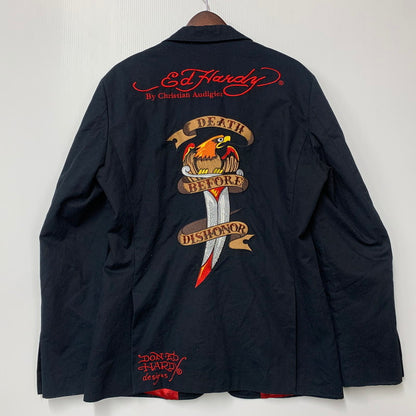 【現状渡し品】【メンズ】 ED HARDY エドハーディ DOCKING HOODIE TAILORED JACKET ドッキング フーディー テーラードジャケット アウター 146-251002-as-07-izu サイズ：S カラー：ブラック系 万代Net店