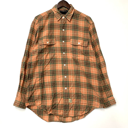 【中古品】【メンズ】 RRL ダブルアールエル 三ツ星タグ 90S LS CHECK SHIRT 長袖 チェック シャツ 145-251001-rk-06-izu サイズ：M カラー：オレンジ系 万代Net店