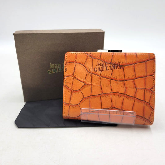 【中古品】【レディース】 Jean Paul Gaultier ジャンポール・ゴルチェ クロコ がま口二つ折り財布 200-251003-ya-01-izu カラー：オレンジ 万代Net店