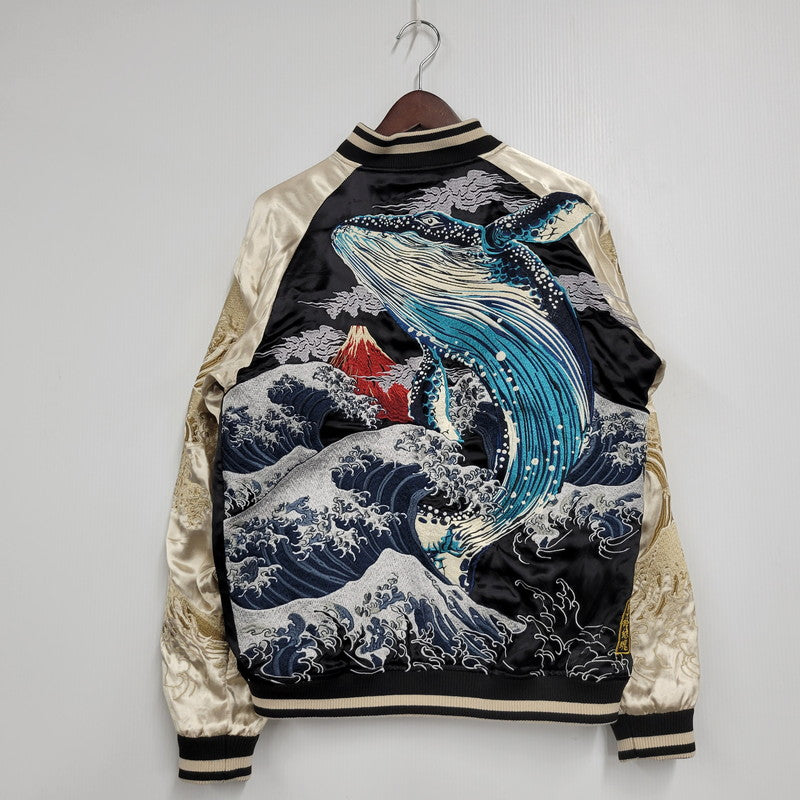 【中古美品】【メンズ】 絡繰魂 213011 鯨×富士山 REVERSIBLE SOUVENIR JACKET リバーシブル スーベニア ジャケット アウター 145-251004-ya-15-izu サイズ：L カラー：BLACK/GOLD 万代Net店