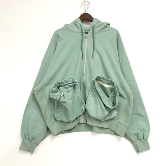 【中古美品】【メンズ】 REFOMED リフォメッド RECU-022 KINCHAKU ZIPUP HOODIE キンチャク ジップアップ フーディ トップス パーカー 140-251004-ya-06-izu サイズ：2 カラー：ミント 万代Net店
