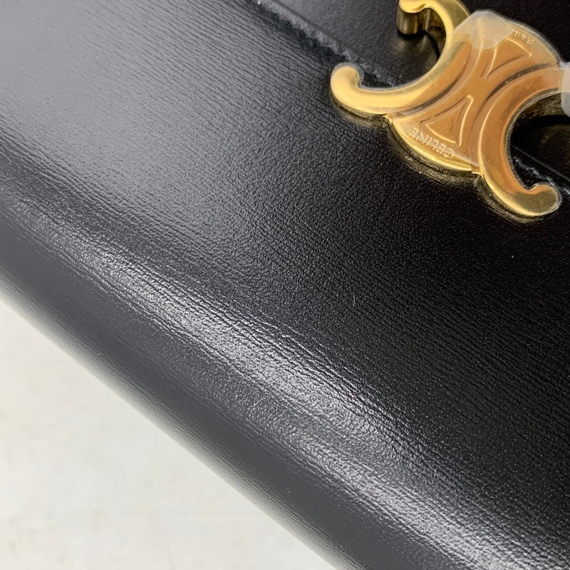 【中古美品】【メンズ/レディース】 CELINE セリーヌ ラージウォレット トリオンフ シャイニーカーフスキン 長財布 サイフ 181-251004-ay-05-izu カラー：ブラック 万代Net店