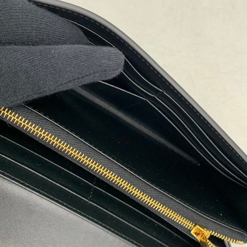 【中古美品】【メンズ/レディース】 CELINE セリーヌ ラージウォレット トリオンフ シャイニーカーフスキン 長財布 サイフ 181-251004-ay-05-izu カラー：ブラック 万代Net店