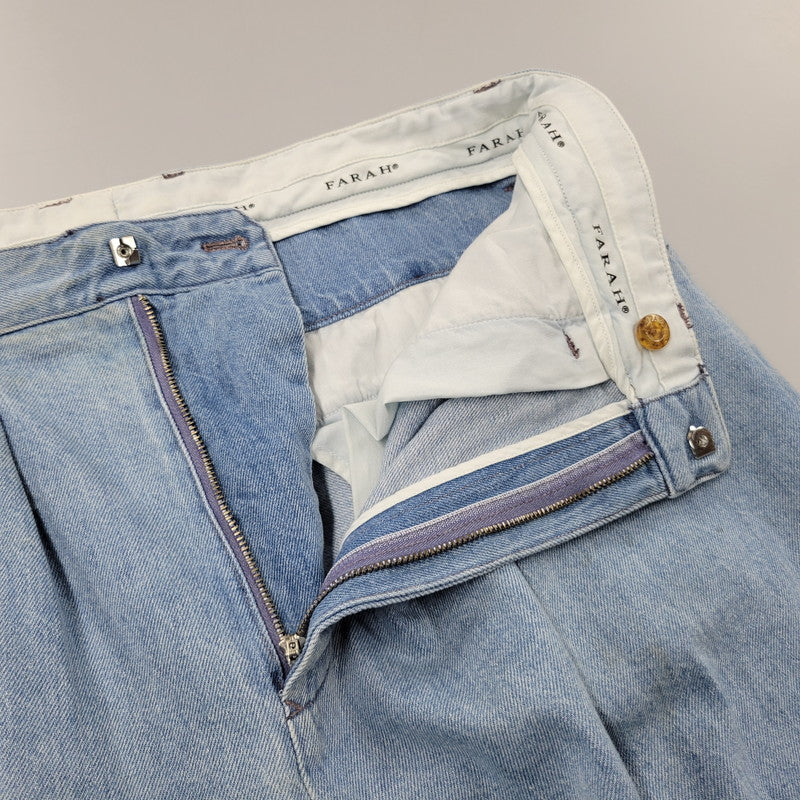 【中古品】【メンズ】 FARAH ファーラー FR0302-M4002 2 TUCK WIDE TAPERED PANTS ツータック ワイド テーパード パンツ ボトムス ズボン 152-260110-cs-02-izu サイズ：34×30 カラー：ライトインディゴ 万代Net店