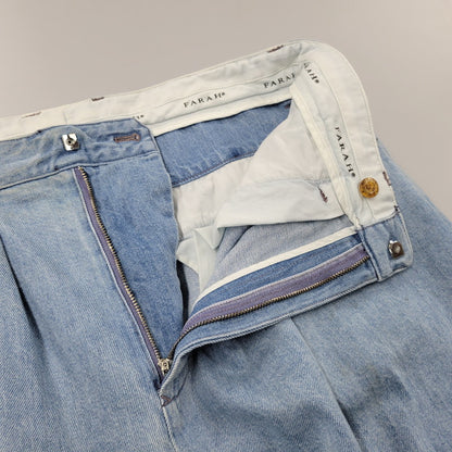【中古品】【メンズ】 FARAH ファーラー FR0302-M4002 2 TUCK WIDE TAPERED PANTS ツータック ワイド テーパード パンツ ボトムス ズボン 152-260110-cs-02-izu サイズ：34×30 カラー：ライトインディゴ 万代Net店