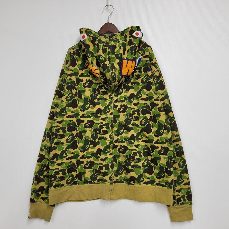 【中古品】【メンズ】 A BATHING APE アベイシングエイプ ABC CAMO SEPARATE SHARK FULL ZIP HOODIE 001ZPK701011F カモ セパレート シャーク フルジップ フーディー パーカー 長袖 トップス 142-251004-as-12-izu サイズ：2XL カラー：マルチカラー 万代Net店