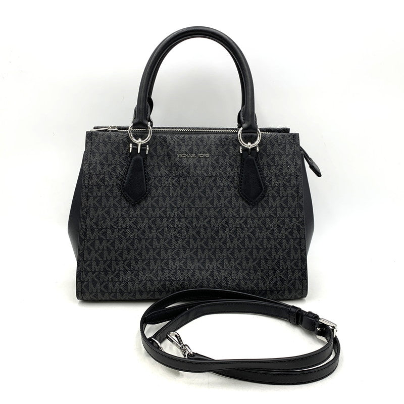 【中古品】【レディース】 35F5S6AS2B MK SIGNATURE エムケー シグネチャー MARILYN SATCHEL MEDIUM 2WAY HAND BAG マリリン サッチェル　ミディアム ツーウェイ ハンドバッグ カバン 鞄 188-251005-cs-09-izu カラー：ブラック×ダークグレー 万代Net店