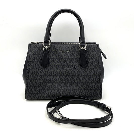 【中古品】【レディース】 35F5S6AS2B MK SIGNATURE エムケー シグネチャー MARILYN SATCHEL MEDIUM 2WAY HAND BAG マリリン サッチェル　ミディアム ツーウェイ ハンドバッグ カバン 鞄 188-251005-cs-09-izu カラー：ブラック×ダークグレー 万代Net店