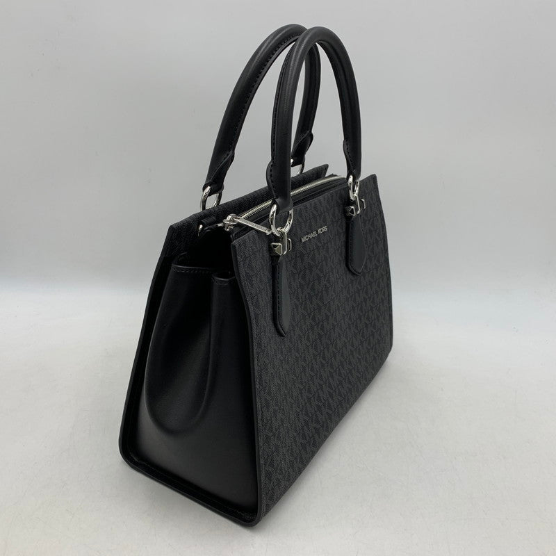 【中古品】【レディース】 35F5S6AS2B MK SIGNATURE エムケー シグネチャー MARILYN SATCHEL MEDIUM 2WAY HAND BAG マリリン サッチェル　ミディアム ツーウェイ ハンドバッグ カバン 鞄 188-251005-cs-09-izu カラー：ブラック×ダークグレー 万代Net店