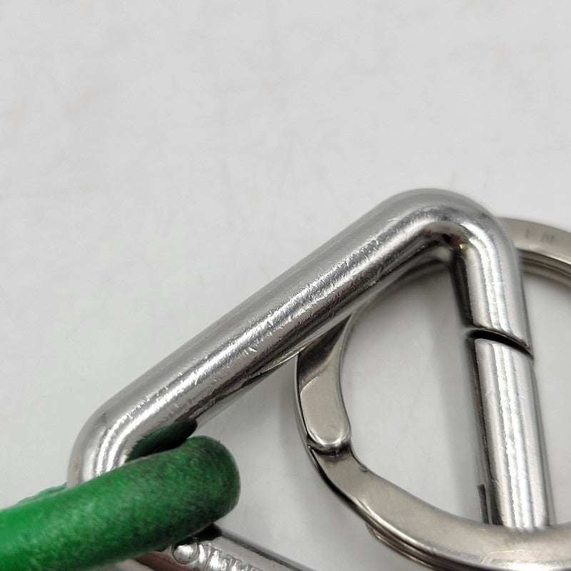 【中古品】【メンズ/レディース】 BOTTEGAVENETA ボッテガヴェネタ TRIANGLE KEY RING トライアングル キーリング 182-251005-as-10-izu カラー：シルバー×グリーン 万代Net店