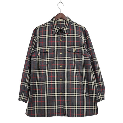 【中古品】【メンズ】 CASHMERE BLEND WOOL CHECK SHIRT FEA46-077 カシミヤ ブレンド ウール チェック シャツ 白タグ 長袖 トップス 141-251005-as-02-izu サイズ：42 カラー：グレー系 万代Net店