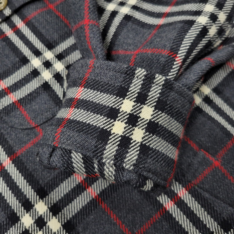 【中古品】【メンズ】 CASHMERE BLEND WOOL CHECK SHIRT FEA46-077 カシミヤ ブレンド ウール チェック シャツ 白タグ 長袖 トップス 141-251005-as-02-izu サイズ：42 カラー：グレー系 万代Net店