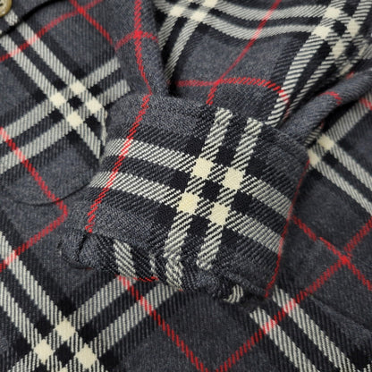 【中古品】【メンズ】 CASHMERE BLEND WOOL CHECK SHIRT FEA46-077 カシミヤ ブレンド ウール チェック シャツ 白タグ 長袖 トップス 141-251005-as-02-izu サイズ：42 カラー：グレー系 万代Net店
