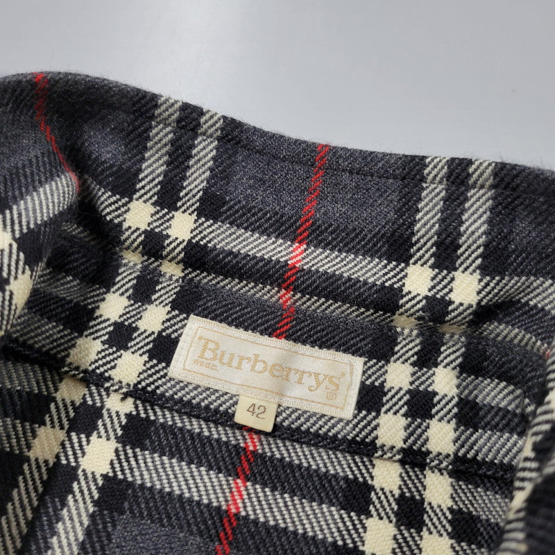 【中古品】【メンズ】 CASHMERE BLEND WOOL CHECK SHIRT FEA46-077 カシミヤ ブレンド ウール チェック シャツ 白タグ 長袖 トップス 141-251005-as-02-izu サイズ：42 カラー：グレー系 万代Net店
