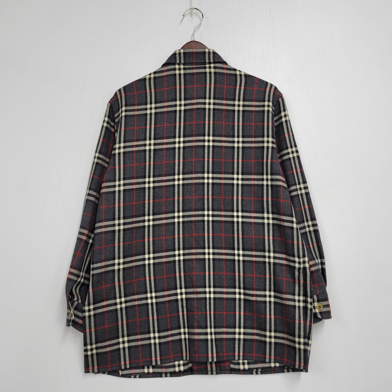 【中古品】【メンズ】 CASHMERE BLEND WOOL CHECK SHIRT FEA46-077 カシミヤ ブレンド ウール チェック シャツ 白タグ 長袖 トップス 141-251005-as-02-izu サイズ：42 カラー：グレー系 万代Net店