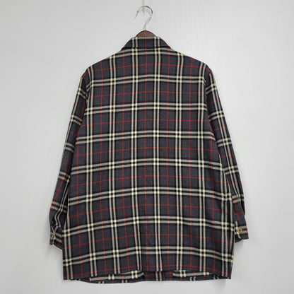 【中古品】【メンズ】 CASHMERE BLEND WOOL CHECK SHIRT FEA46-077 カシミヤ ブレンド ウール チェック シャツ 白タグ 長袖 トップス 141-251005-as-02-izu サイズ：42 カラー：グレー系 万代Net店