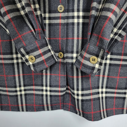 【中古品】【メンズ】 CASHMERE BLEND WOOL CHECK SHIRT FEA46-077 カシミヤ ブレンド ウール チェック シャツ 白タグ 長袖 トップス 141-251005-as-02-izu サイズ：42 カラー：グレー系 万代Net店