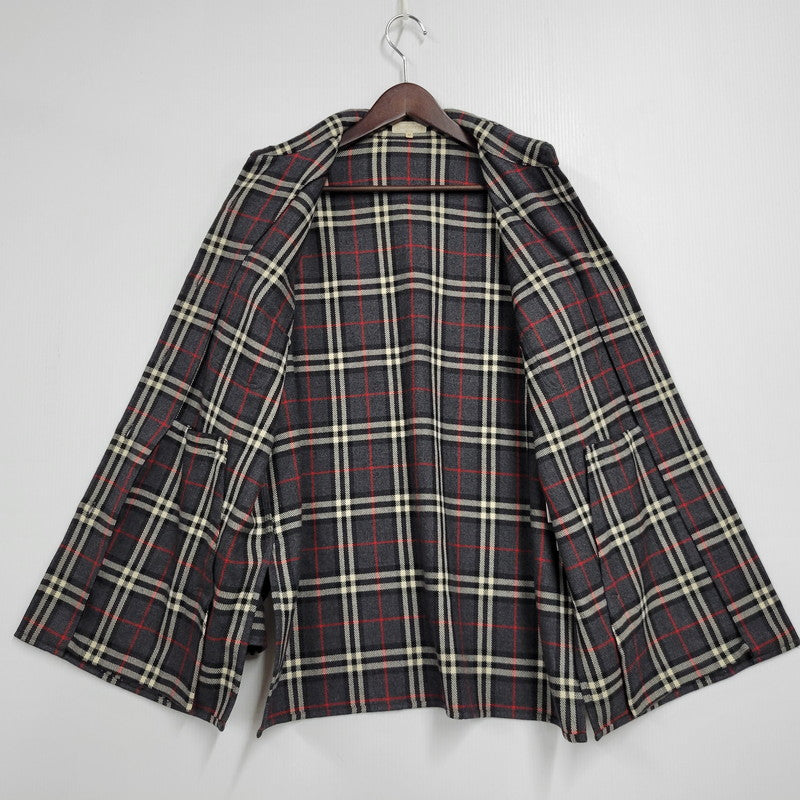 【中古品】【メンズ】 CASHMERE BLEND WOOL CHECK SHIRT FEA46-077 カシミヤ ブレンド ウール チェック シャツ 白タグ 長袖 トップス 141-251005-as-02-izu サイズ：42 カラー：グレー系 万代Net店