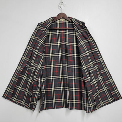 【中古品】【メンズ】 CASHMERE BLEND WOOL CHECK SHIRT FEA46-077 カシミヤ ブレンド ウール チェック シャツ 白タグ 長袖 トップス 141-251005-as-02-izu サイズ：42 カラー：グレー系 万代Net店