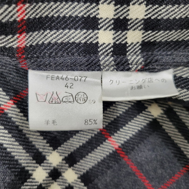 【中古品】【メンズ】 CASHMERE BLEND WOOL CHECK SHIRT FEA46-077 カシミヤ ブレンド ウール チェック シャツ 白タグ 長袖 トップス 141-251005-as-02-izu サイズ：42 カラー：グレー系 万代Net店