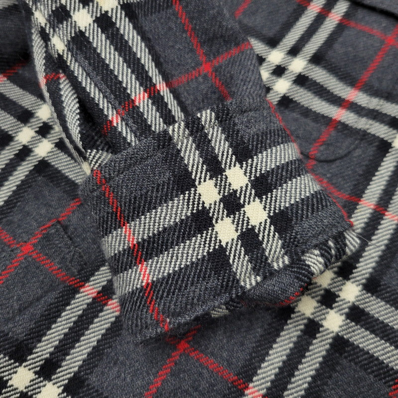 【中古品】【メンズ】 CASHMERE BLEND WOOL CHECK SHIRT FEA46-077 カシミヤ ブレンド ウール チェック シャツ 白タグ 長袖 トップス 141-251005-as-02-izu サイズ：42 カラー：グレー系 万代Net店