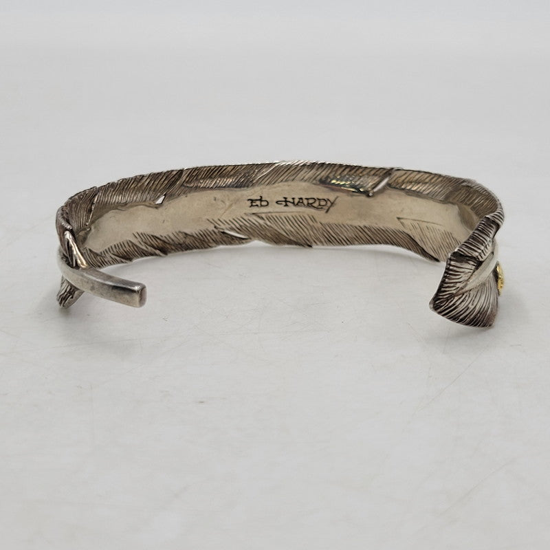 【中古品】【メンズ/レディース】 ED HARDY エドハーディ SILVER FEATHER BANGLE SV925 シルバー フェザー バングル アクセサリー 192-251005-as-09-izu カラー：シルバー 万代Net店