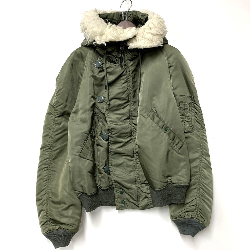 【中古品】【メンズ】 ALPHA INDUSTRIES アルファ インダストリーズ 1615-573-8335 USA製 IDEAL アイディール ジッパー 初期タグ 80S N-2B FLIGHT JACKET フライト ジャケット アウター 145-251006-ya-07-izu サイズ：L カラー：カーキ 万代Net店