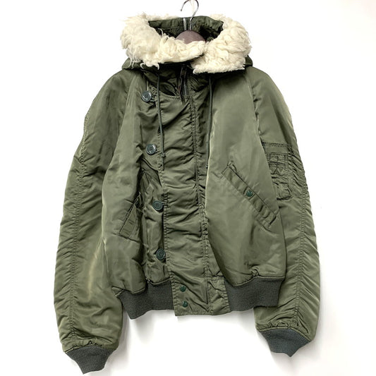 【中古品】【メンズ】 ALPHA INDUSTRIES アルファ インダストリーズ 1615-573-8335 USA製 IDEAL アイディール ジッパー 初期タグ 80S N-2B FLIGHT JACKET フライト ジャケット アウター 145-251006-ya-07-izu サイズ：L カラー：カーキ 万代Net店