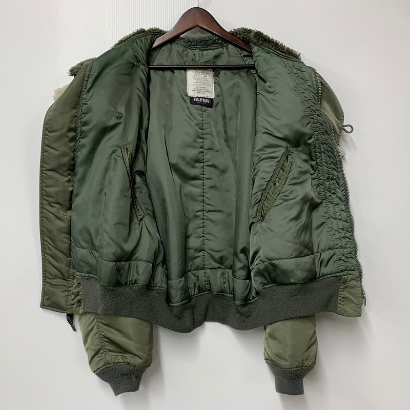 【中古品】【メンズ】 ALPHA INDUSTRIES アルファ インダストリーズ 1615-573-8335 USA製 IDEAL アイディール ジッパー 初期タグ 80S N-2B FLIGHT JACKET フライト ジャケット アウター 145-251006-ya-07-izu サイズ：L カラー：カーキ 万代Net店