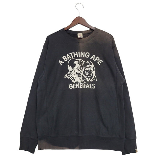 【現状渡し品】【メンズ】 OLD A BATHING APE オールド アベイシングエイプ GENERALS CREWNECK SWEATSHIRT クルーネック スウェットシャツ トレーナー 長袖 トップス 142-251008-as-07-izu サイズ：M カラー：ブラック 万代Net店