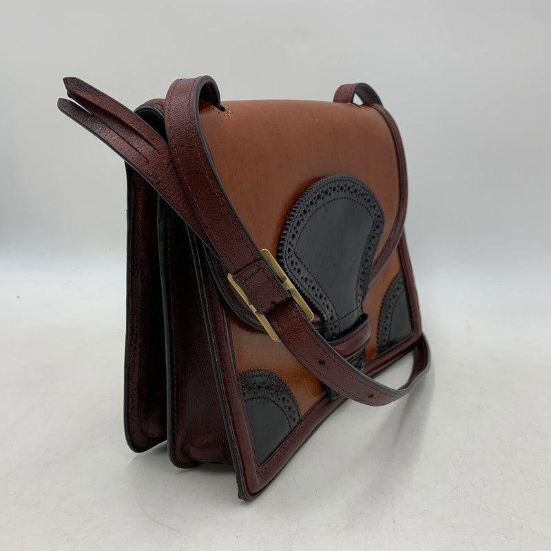 【中古品】【メンズ/レディース】 DRIES VAN NOTEN ドリスヴァンノッテン LEATHER SHOULDER BAG レザー ショルダー バッグ 鞄 カバン 188-251006-ay-01-izu カラー：ブラウン×ブラック 万代Net店