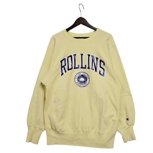 【中古品】【メンズ】 Champion チャンピオン ROLLINS REVERSE WEAVE SWEATSHIRT リバースウィーブ スウェットシャツ USA製 刺繍タグ トレーナー 長袖 トップス 146-251007-as-04-izu サイズ：XL カラー：イエロー 万代Net店