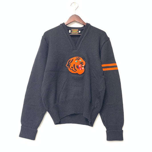 【中古品】【メンズ】 TIGER WAPPEN タイガー ワッペン WOOL KNIT SWEATER ウール ニット セーター トップス 長袖 145-251011-ya-04-izu サイズ：38 カラー：ブラック 万代Net店