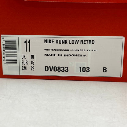 【中古品】【メンズ】 DUNK LOW RETRO DV0833-103 ダンク ロー レトロ スニーカー シューズ 靴 160-260129-ay-06-izu サイズ：29cm カラー：WHITE/CONCORD-UNIVERSITY RED 万代Net店
